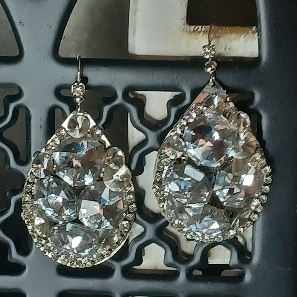 Vintage Estate Crystal cluster teardrops